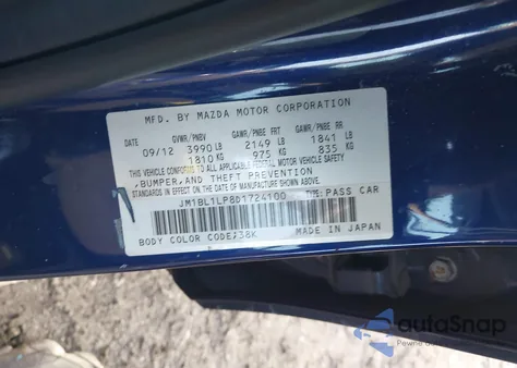 2013 Mazda Mazda3 I Touring from USA, damaged, VIN JM1BL1L76D1723768